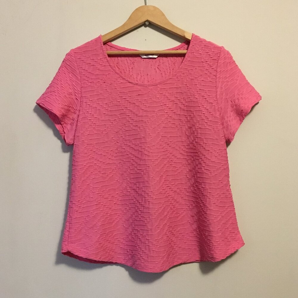 Vintage TanJay 90s Bubblegum Pink Fabric Weave Textured Short Sleeve Tee